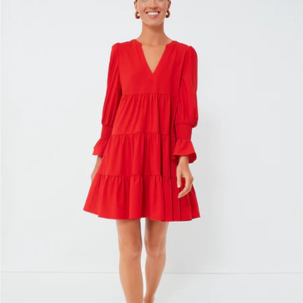 Tuckernuck- Pomander Place Vibrant Red Long Sleeve Dress